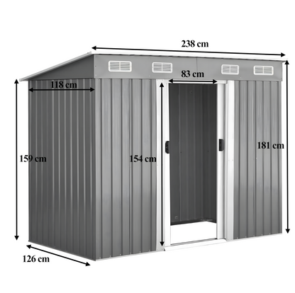 Domek Szopa na Narzędzia Schowek Ogrodowy 238x126x181cm